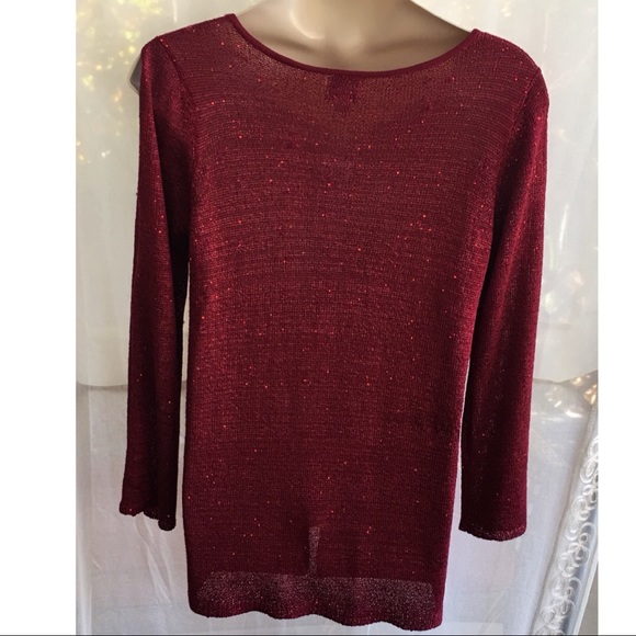 Beige by eci Red Berry Long Sleeve Sweater XL - Picture 3 of 6